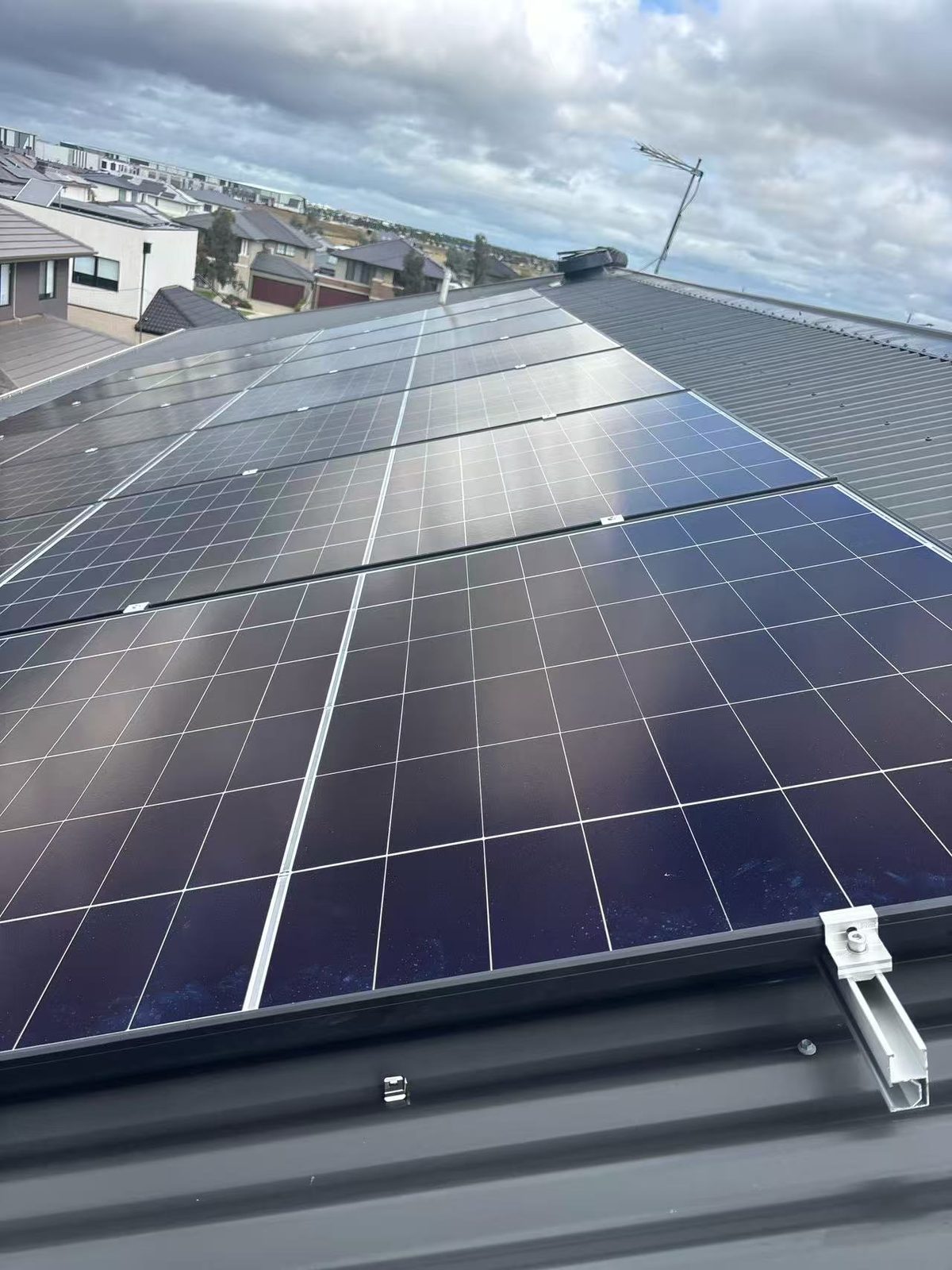 Rooftop solar array — Panel close-up